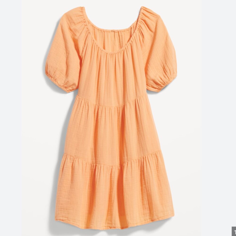 Old Navy Puff-Sleeve Tiered Mini Swing Dress